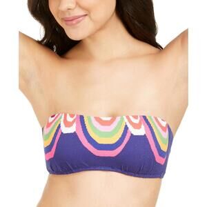 Trina Turk Womens Rainbow Swirl Textured Bandeau Bikini Top Size 4